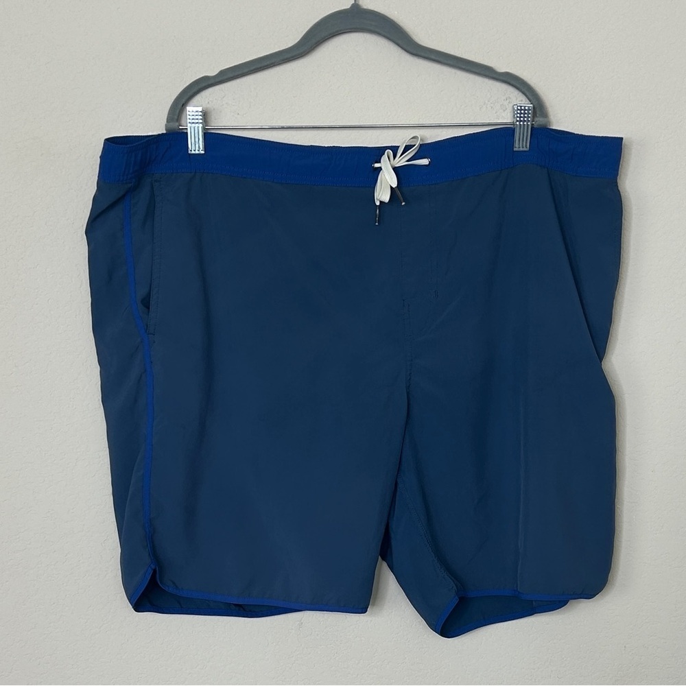 Fair Harbor Swim Trunks Mens XXL Blue Retro Stripe Lined Stretch Beach Walking